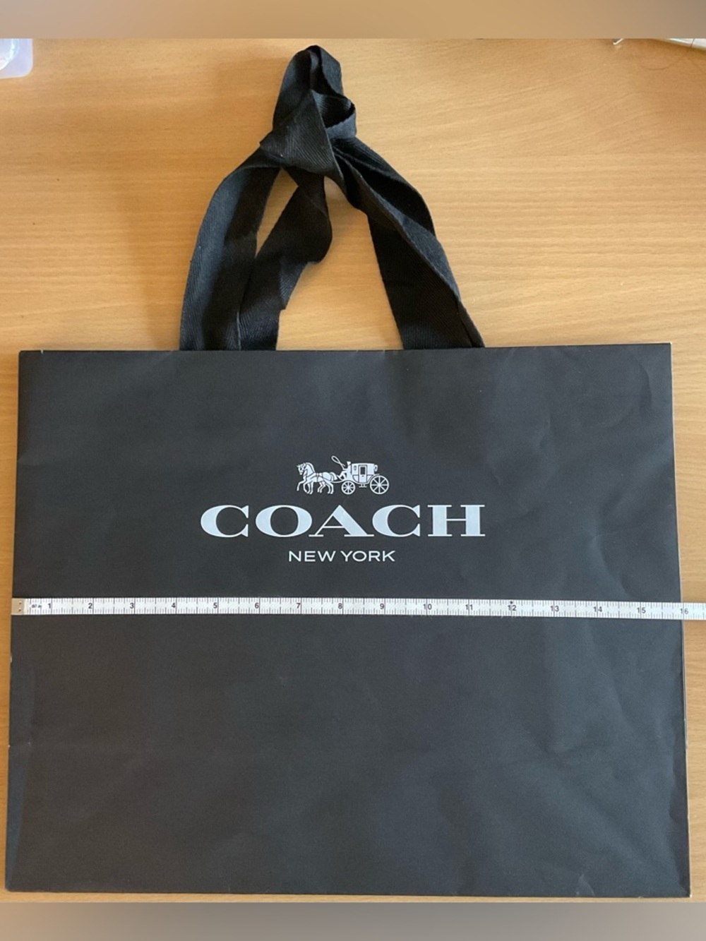 Coach Black Paper Shopping Tote with Logo - Picture 6 of 10